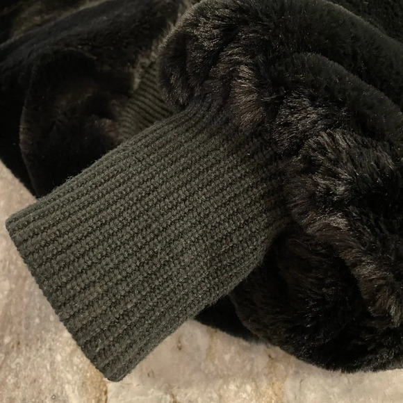 RAMY BROOK Black Onyx Hooded Faux Fur Coat Large - Picture 8 of 10